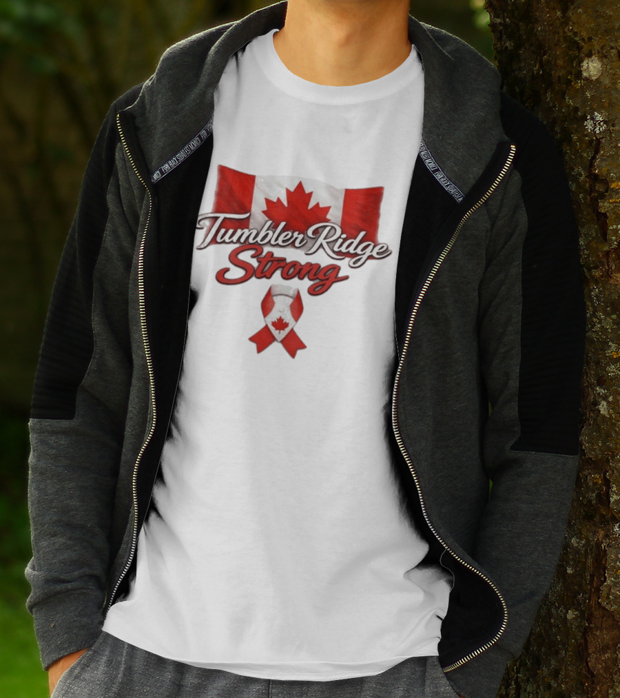 Tumbler Ridge Strong Canada Maple Leaf Ribbon T-Shirt