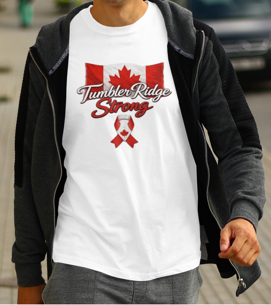 Tumbler Ridge Strong Canada Maple Leaf Ribbon T-Shirt