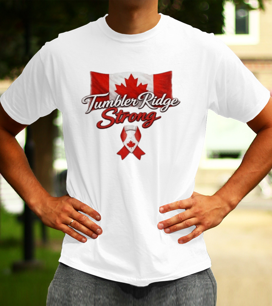 Tumbler Ridge Strong Canada Maple Leaf Ribbon T-Shirt