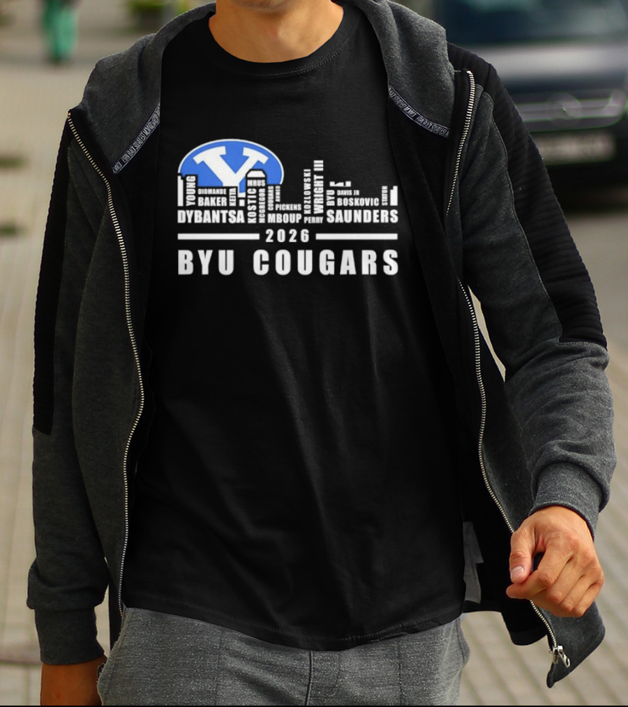 BYU Cougars 2026 Roster Skyline Collins Robinson Hall Saunders T-Shirt