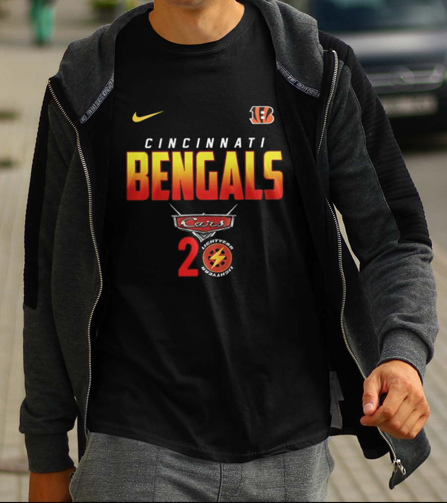 Cincinnati Bengals Cars 20th Anniversary Nike Collaboration NFL Pixar T-Shirt