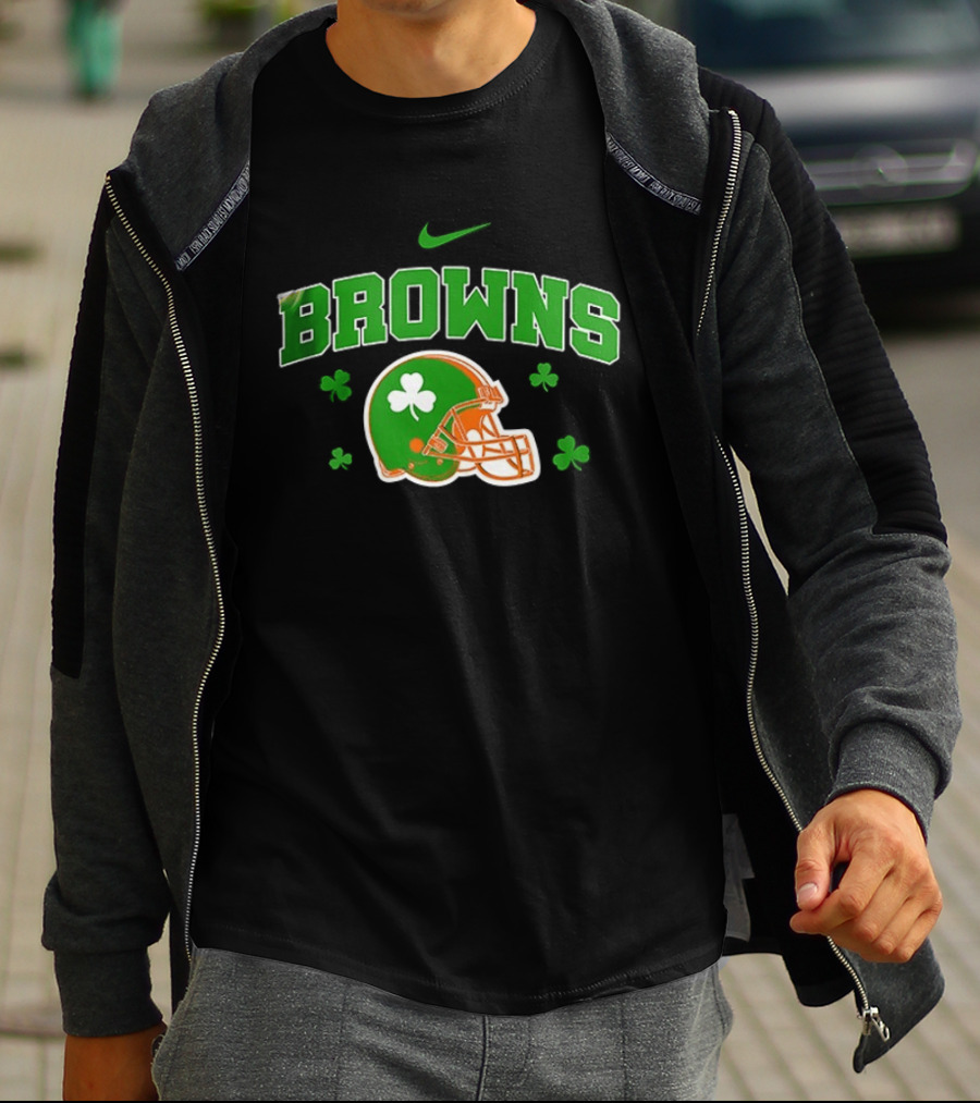 Browns Irish Inspired Football Shamrock Theme Nike T-Shirt