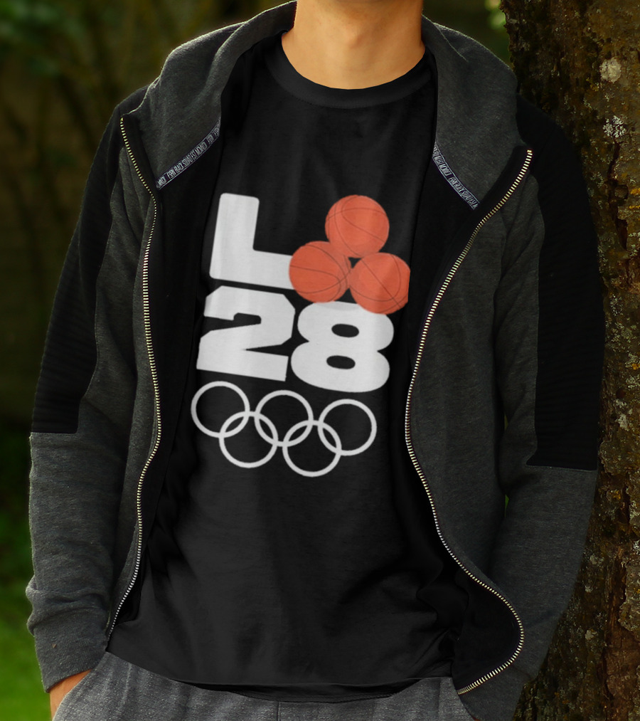 LA28 Basketball Olympic Rings NBA All Star Mitchell Ness Los Angeles T-Shirt