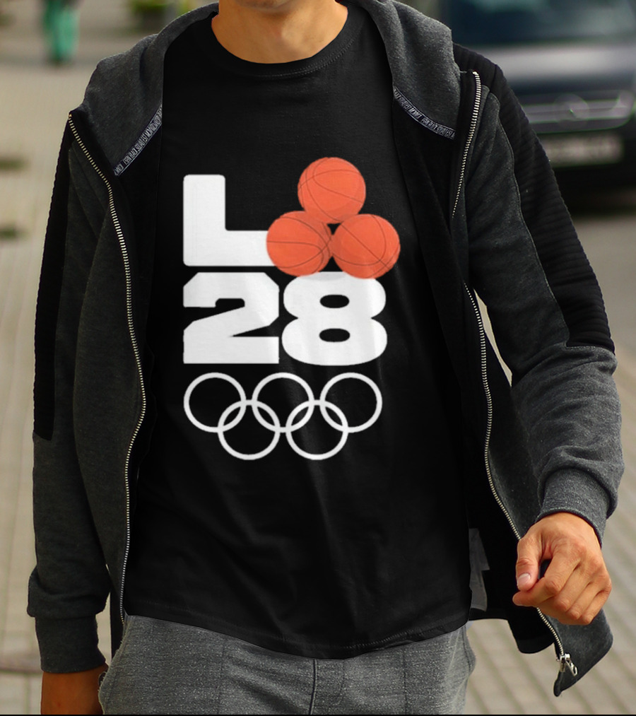 LA28 Basketball Olympic Rings NBA All Star Mitchell Ness Los Angeles T-Shirt