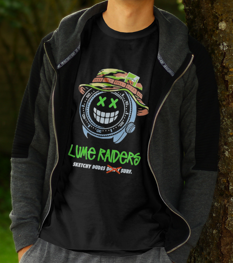 Lume Raiders Sketchy Dudes Don't Surf Face Smiley T-Shirt