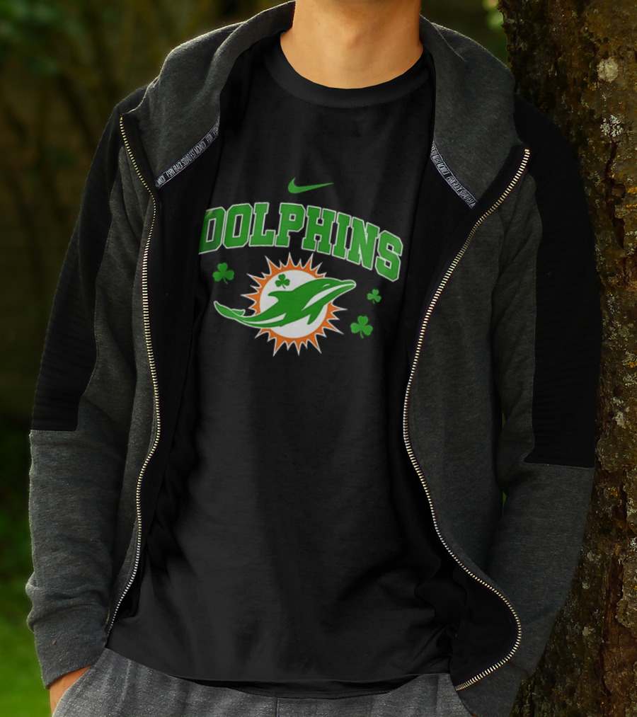 Miami Dolphins Irish Clover Nike Sports Fan T-Shirt