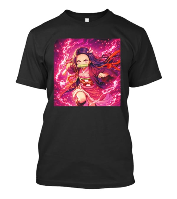 Nezuko Kamado Pink Demon Lightning Aura Magic T-Shirt