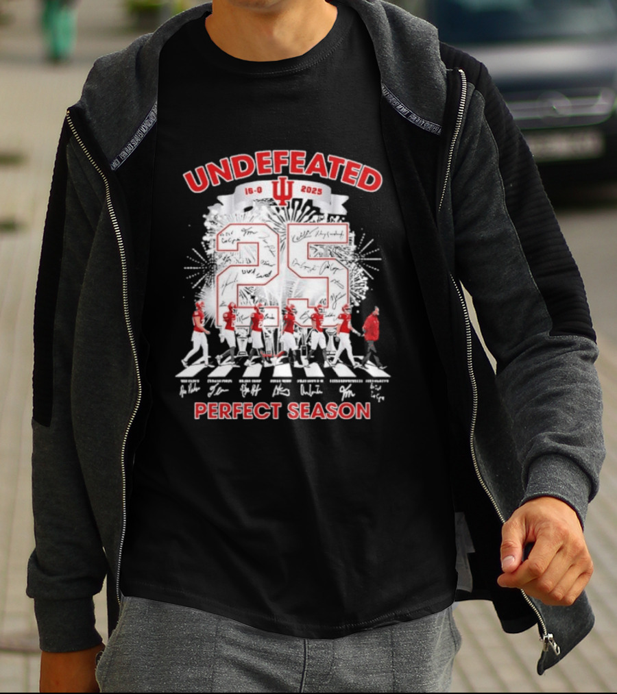 Undefeated Indiana Hoosiers 16 0 Perfect Season 2025 Abbey Road Signatures T-Shirt