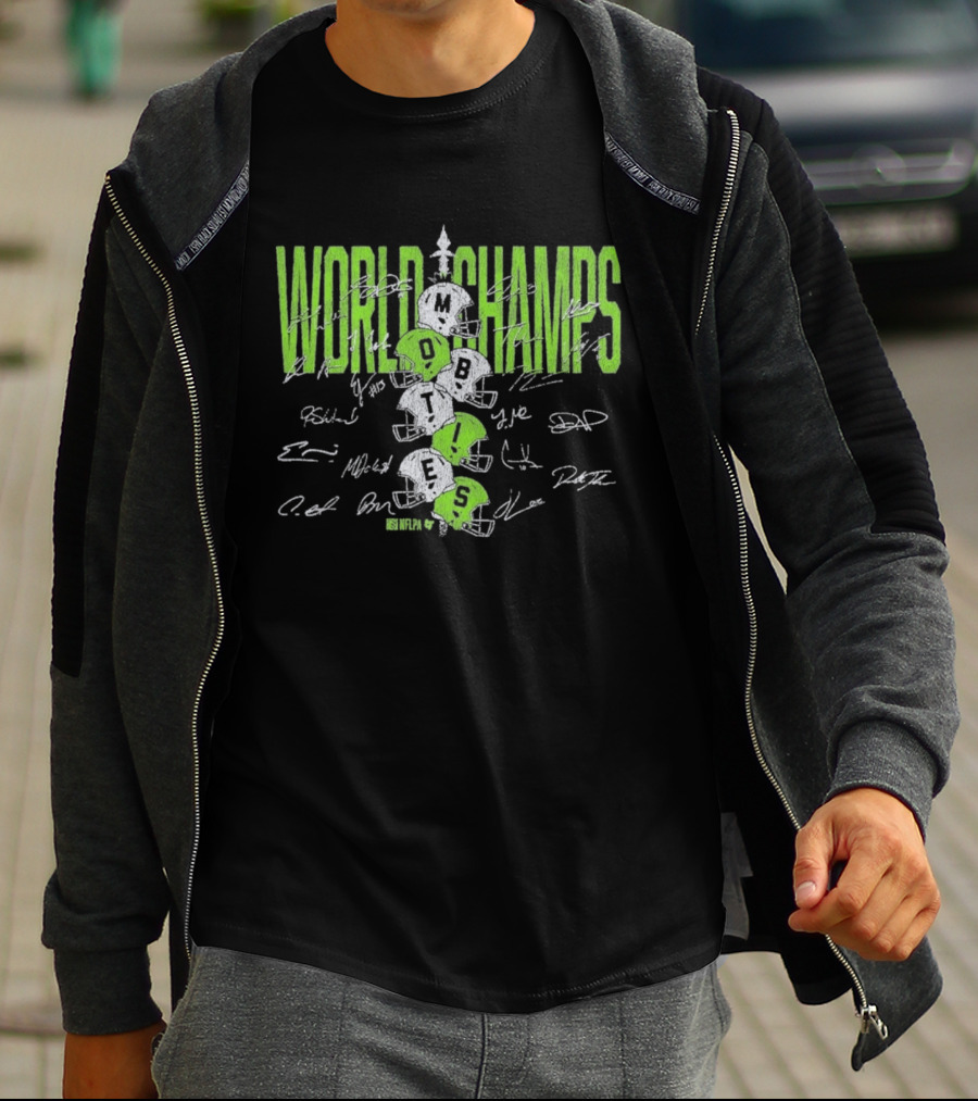 World Champs Seattle Football Helmet Stack Signatures T-Shirt