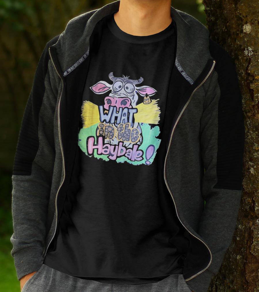 Funny Cow Cartoon What In The Haybale Expression T-Shirt