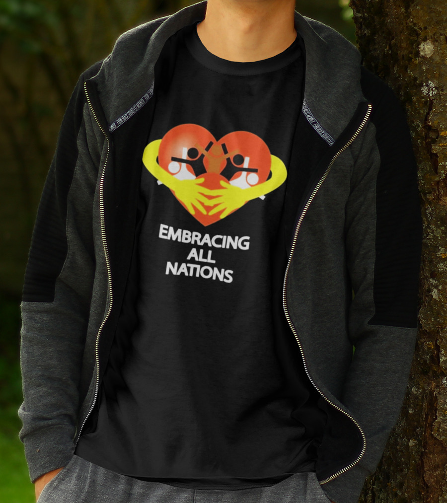 Embracing All Nations Heart With Unity And Yellow Arms T-Shirt