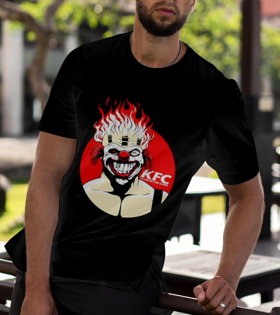 KFC Killer Clown Flaming Hair Grinning Face T-Shirt