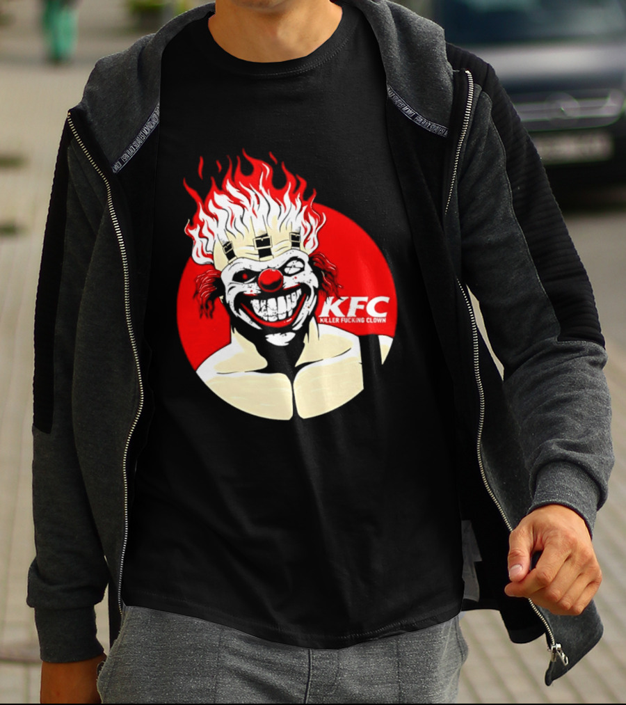 KFC Killer Clown Flaming Hair Grinning Face T-Shirt