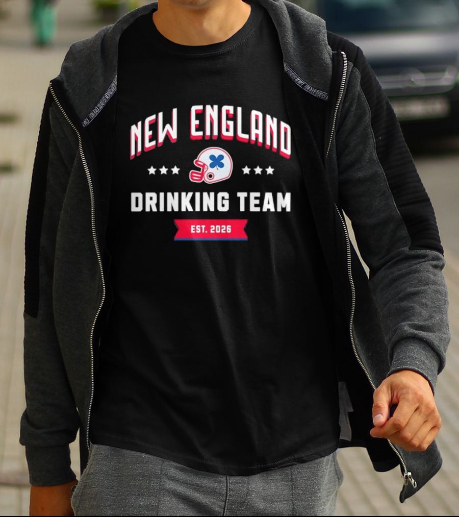 New England Drinking Team Est 2026 Football Helmet Four Stars T-Shirt