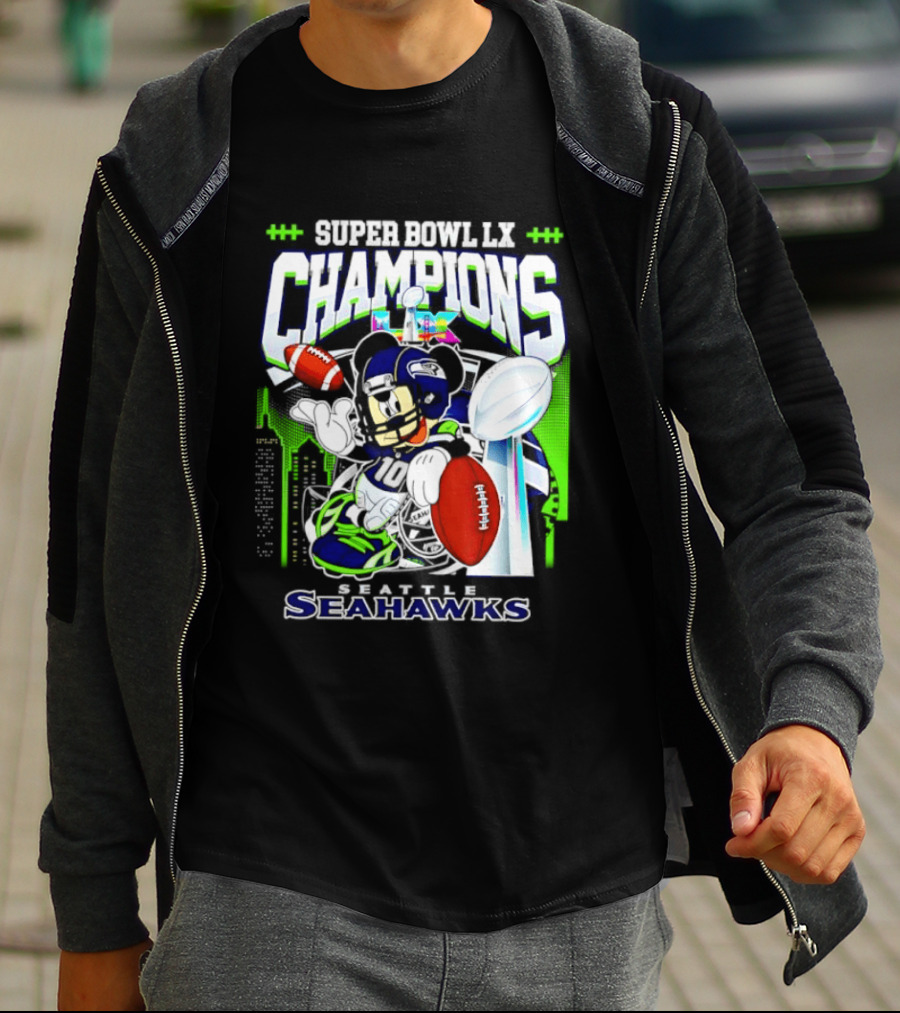 Super Bowl XLVIII Champions Mickey Mouse Seattle Seahawks T-Shirt