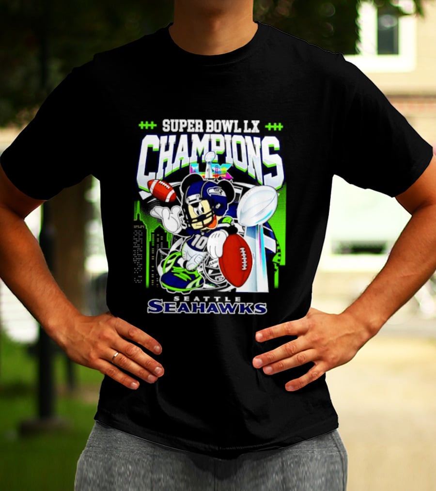 Super Bowl XLVIII Champions Mickey Mouse Seattle Seahawks T-Shirt