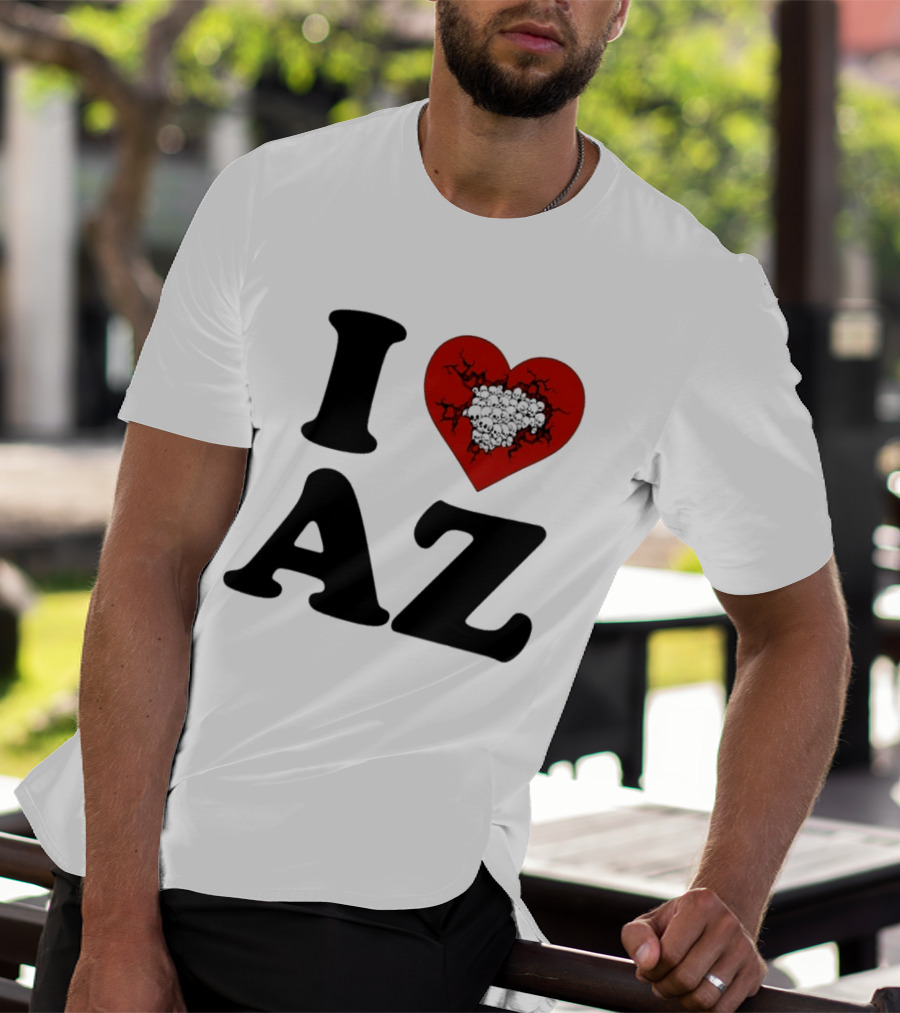I Heart AZ Skull Filled Red Heart T-Shirt