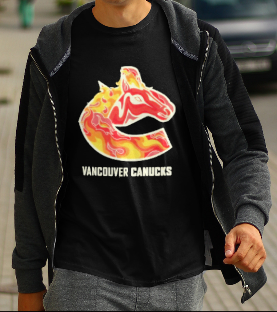 Vancouver Canucks Lunar New Year 2026 Horse Flaming T-Shirt