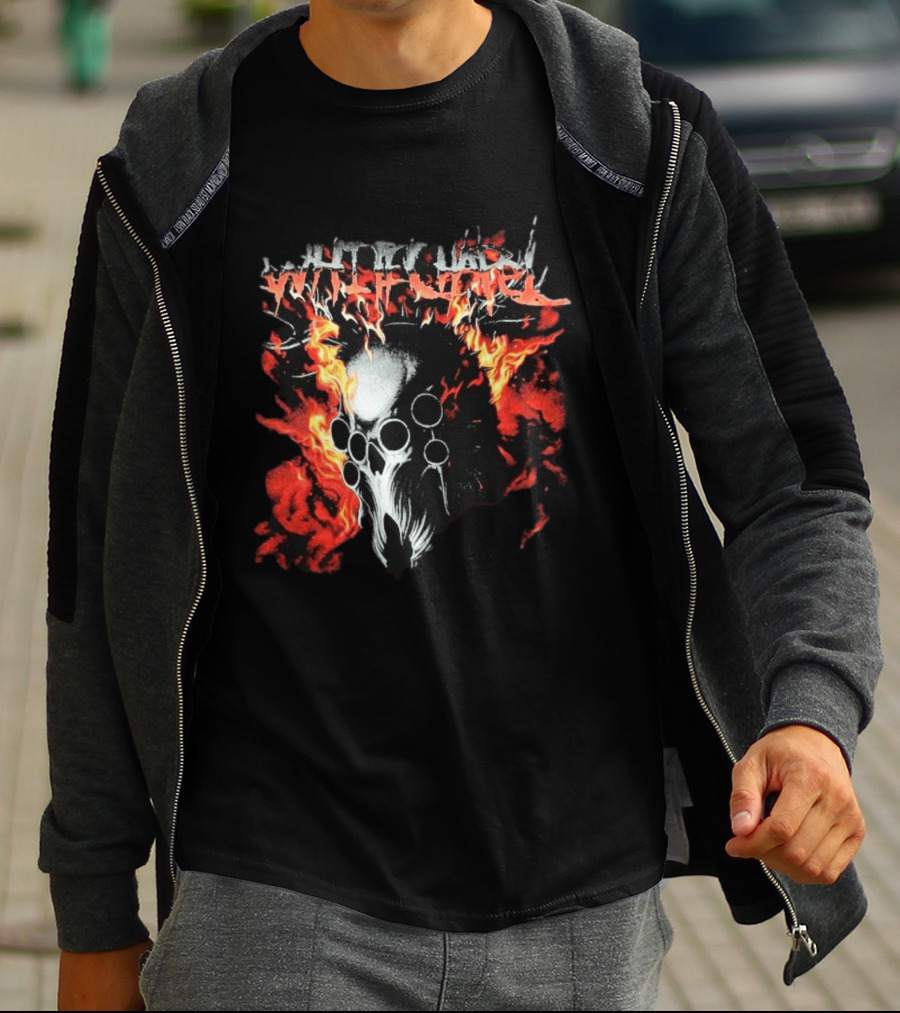 Whitechapel Inferno Skull Flames Grunge T-Shirt