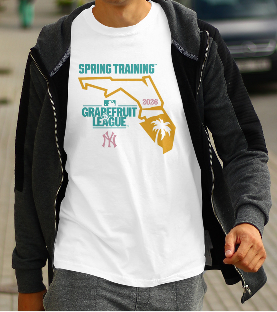 Spring Training New York Yankees Grapefruit League 2026 Florida Map Palm Tree T-Shirt
