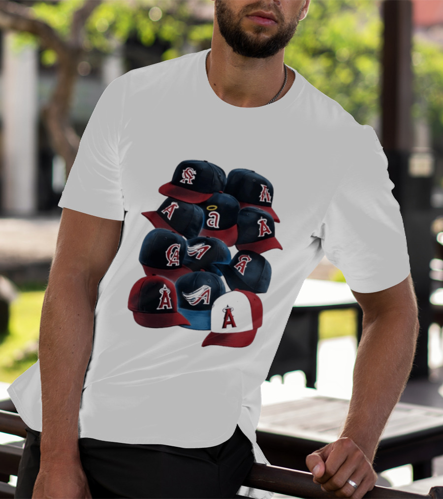 Stacked A Cap Collection With Angelic Halo And Stylized Wings T-Shirt