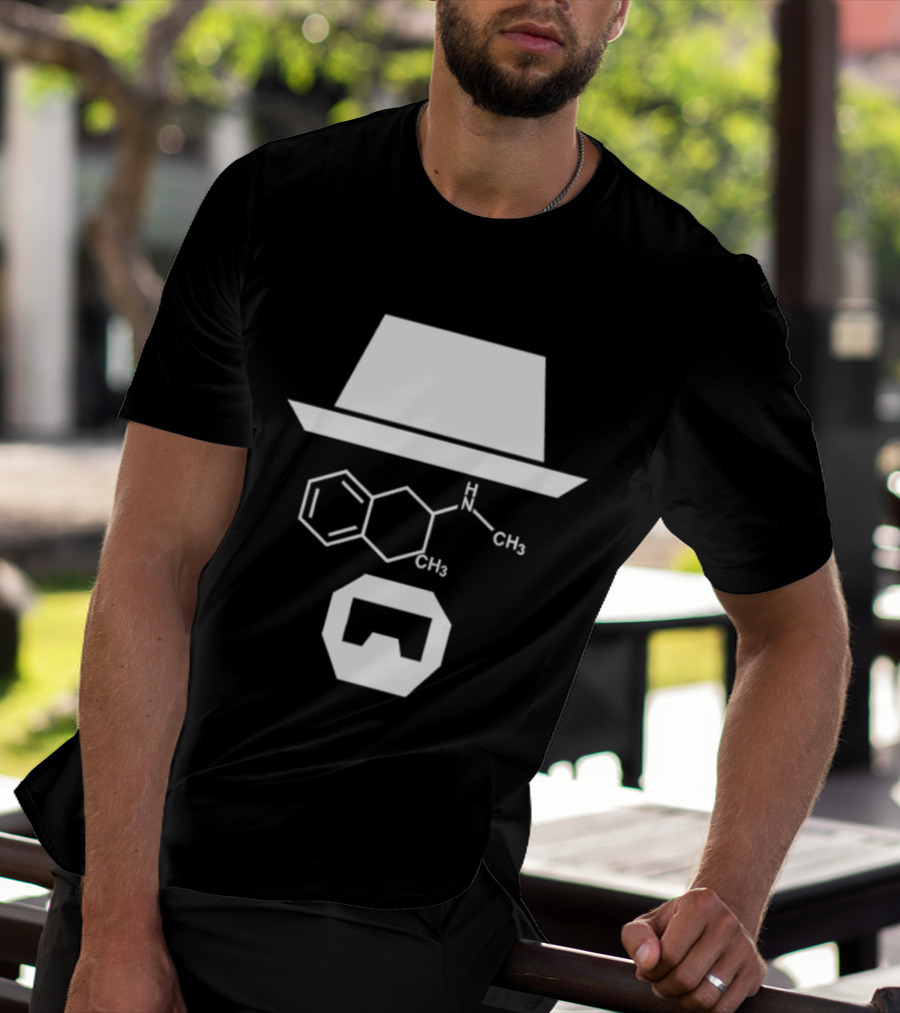 Heisenberg Hat And Methamphetamine Molecule Chemistry Breaking Bad T-Shirt