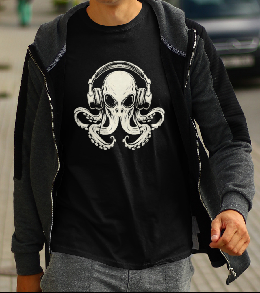 Octopus DJ Headphones Music T-Shirt