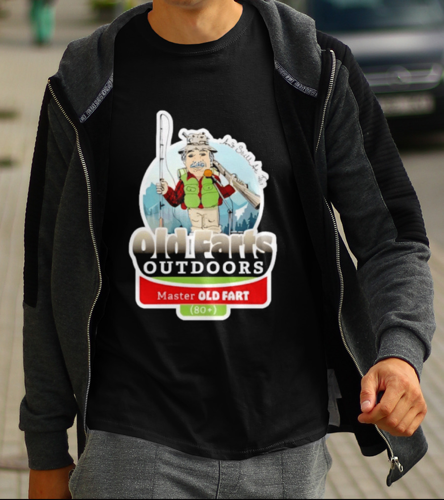 Old Farts Outdoors Master Old Fart 80 Plus Senior Fishing Adventure T-Shirt