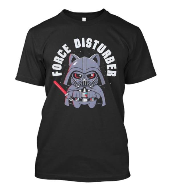 Force Disturber Cat In Darth Vader Costume With Lightsaber T-Shirt