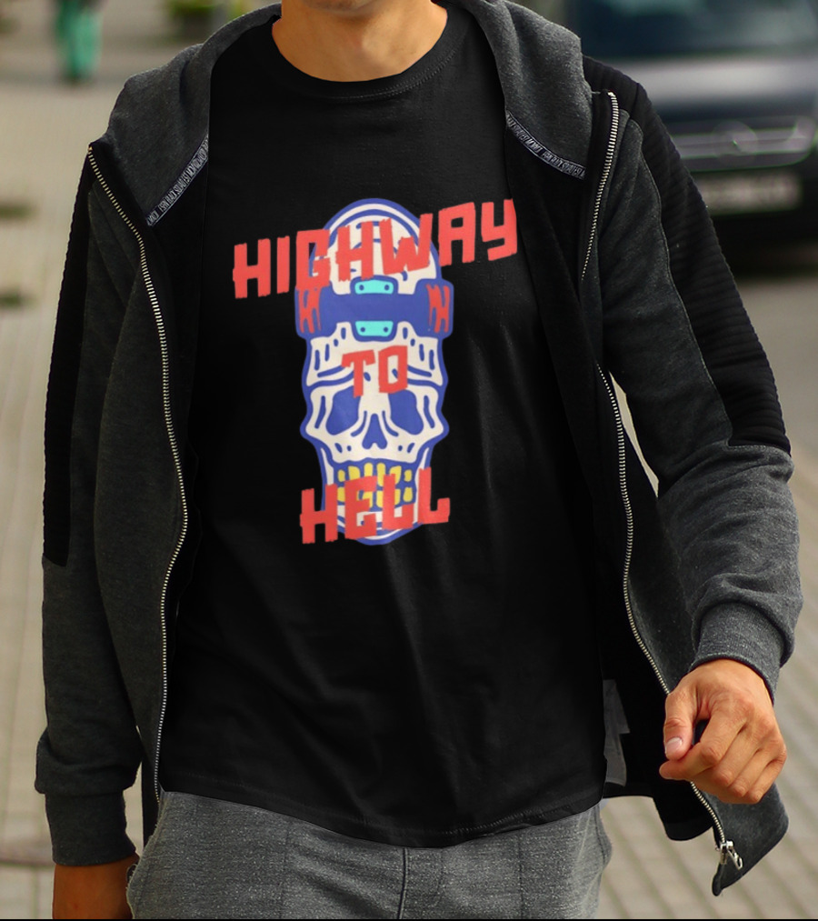 Skeleton Highway To Hell Skateboard Skull T-Shirt