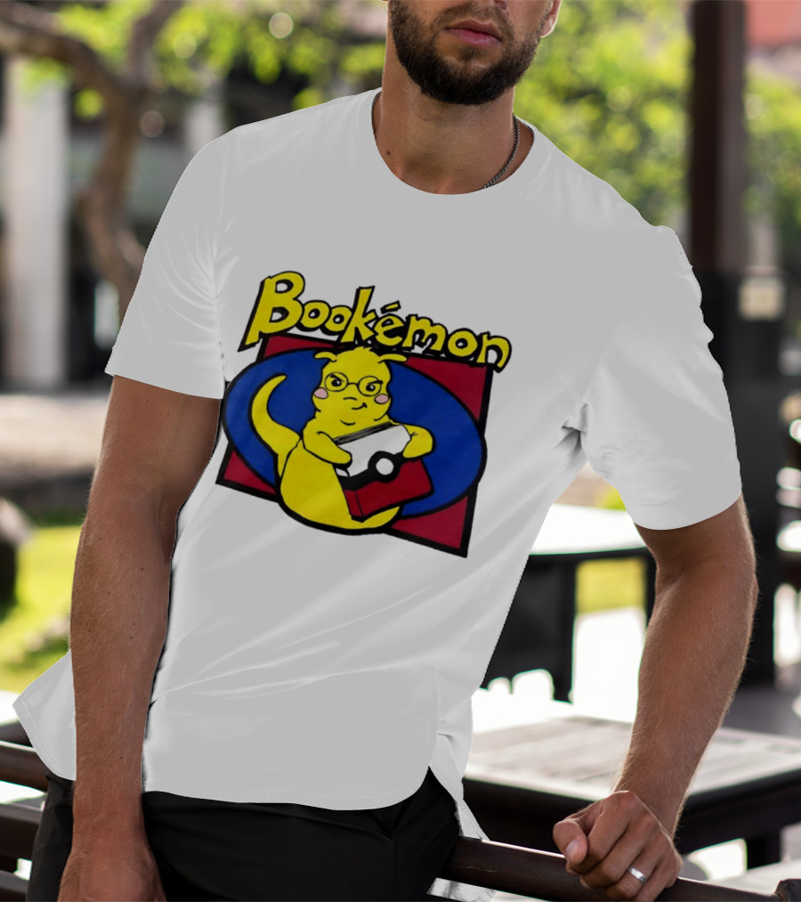 Bookemon Pikachu With Book And Pokeball T-Shirt
