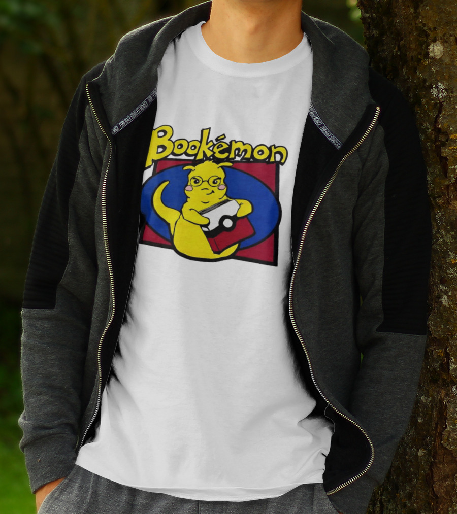 Bookemon Pikachu With Book And Pokeball T-Shirt