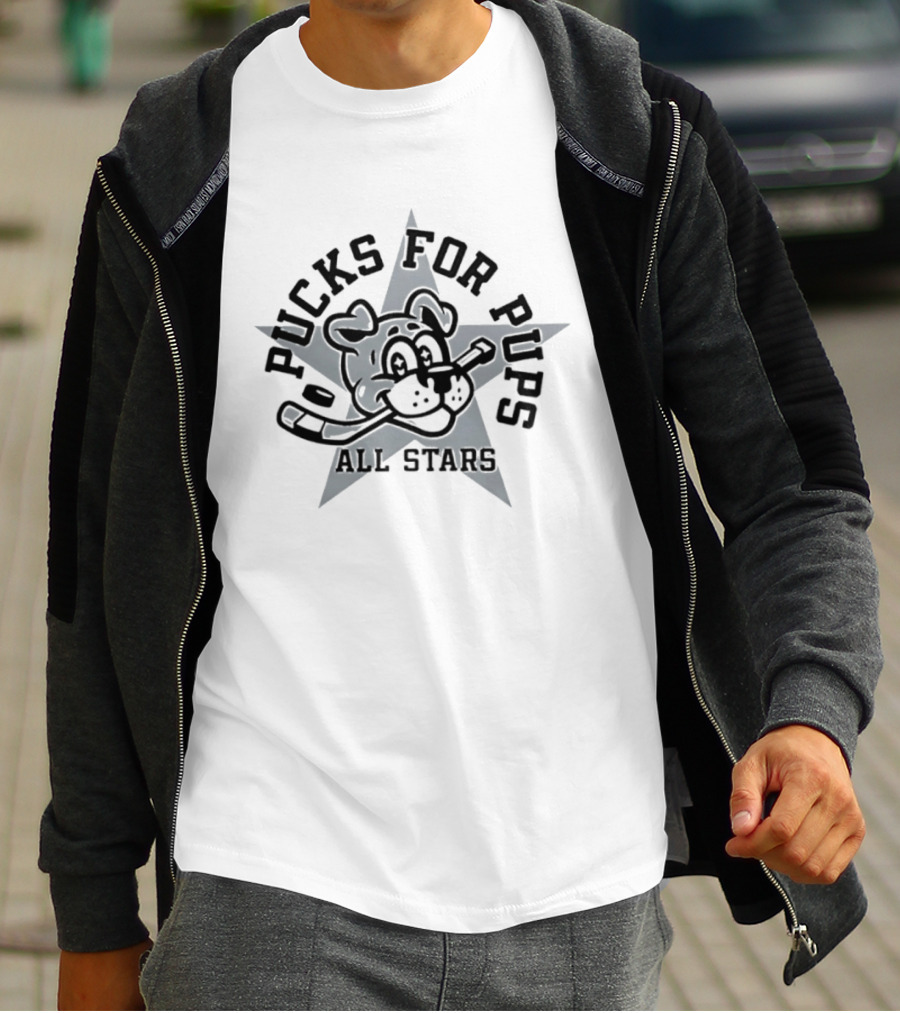 Pucks For Pups All Stars Hockey Dog Star Team T-Shirt