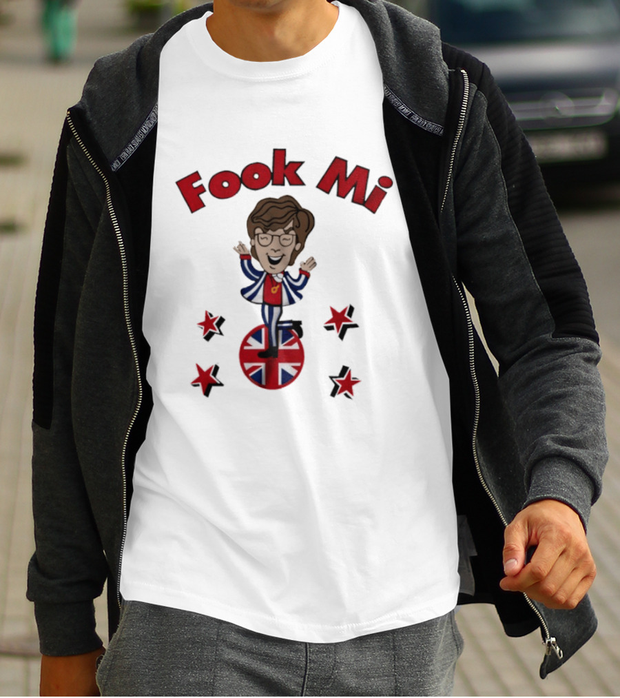 Fook Mi Austin Powers British Flag Character With Red Stars T-Shirt