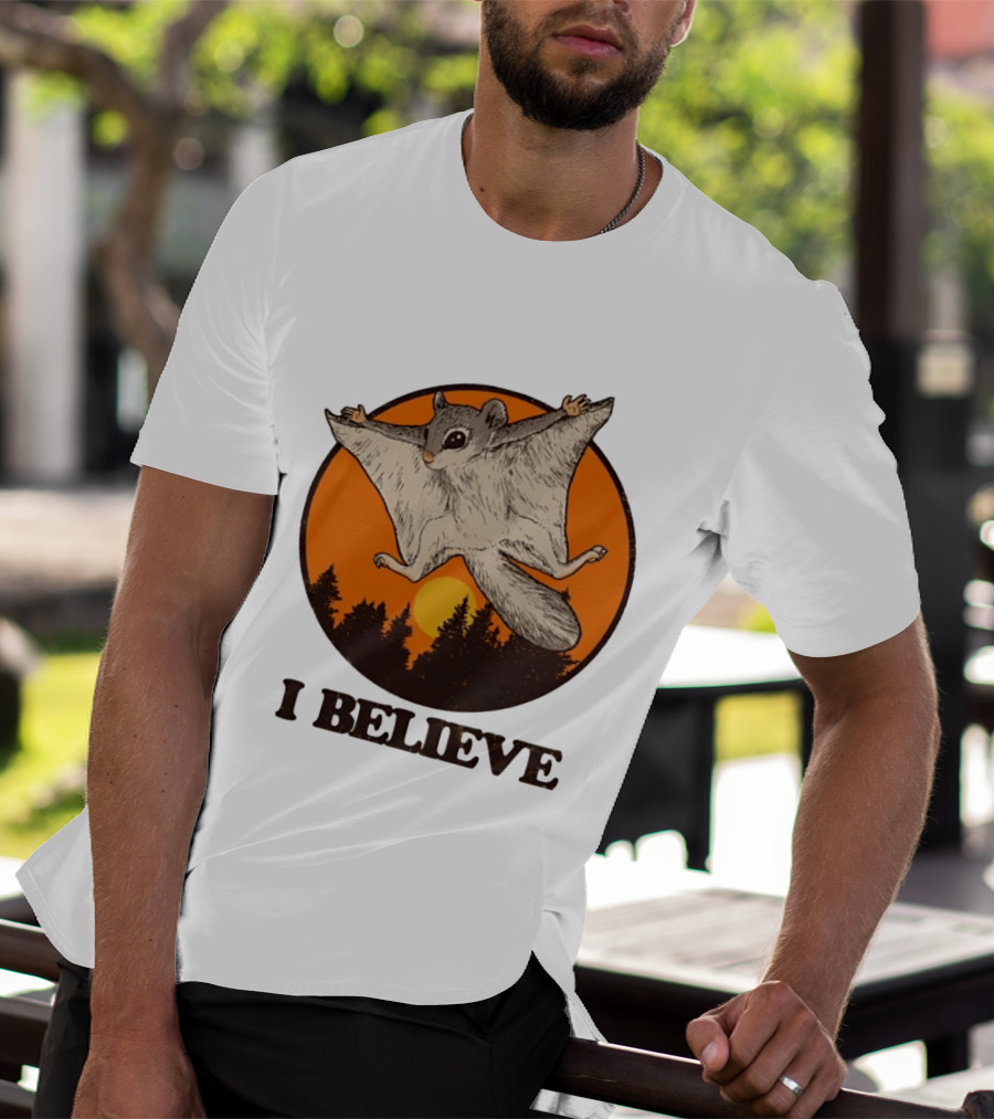 I Believe Flying Squirrel Sunset T-Shirt