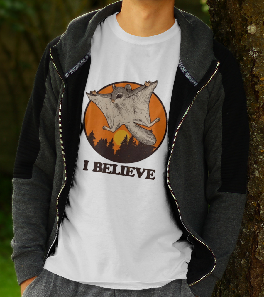 I Believe Flying Squirrel Sunset T-Shirt