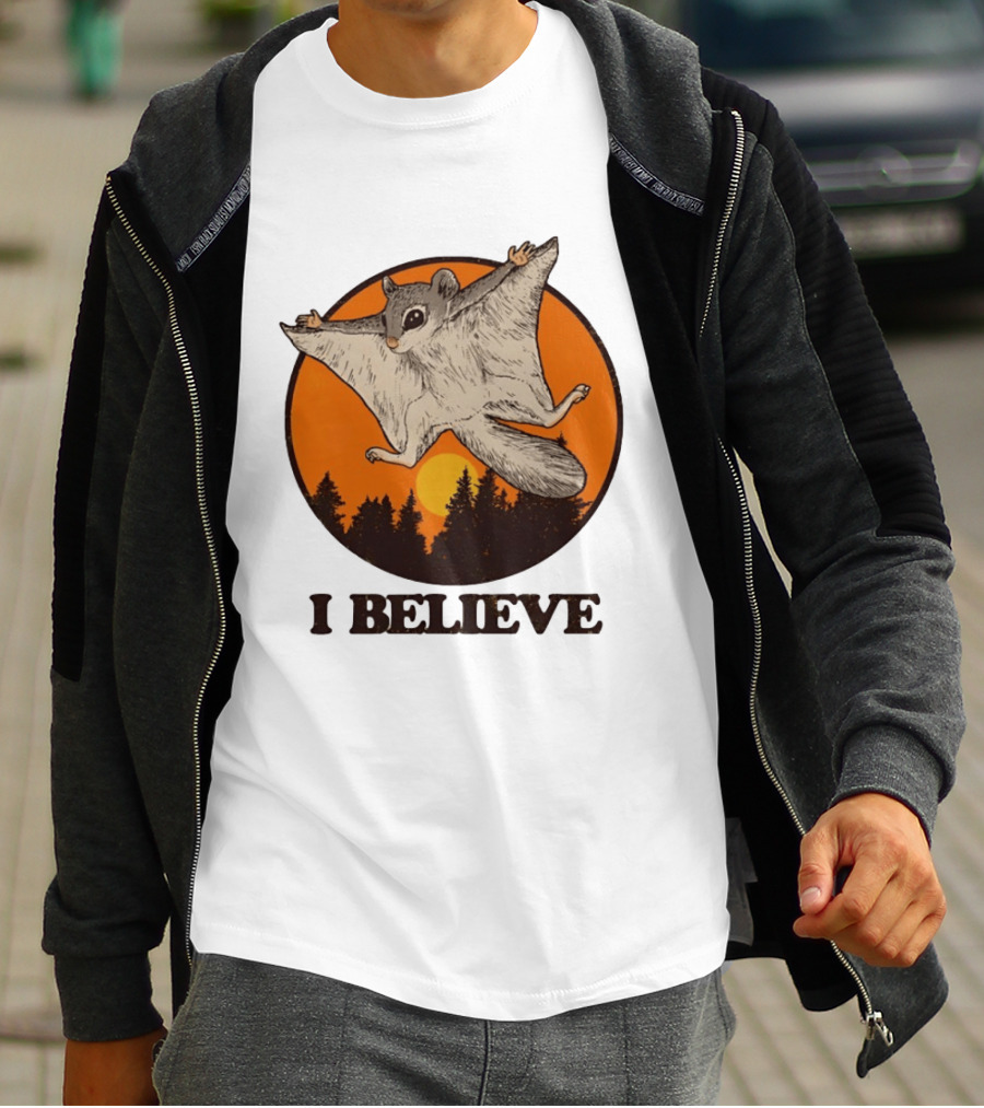 I Believe Flying Squirrel Sunset T-Shirt