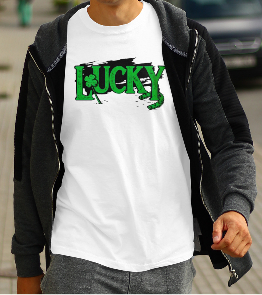 Lucky Green Horseshoe And Shamrock St. Patrick's Day T-Shirt