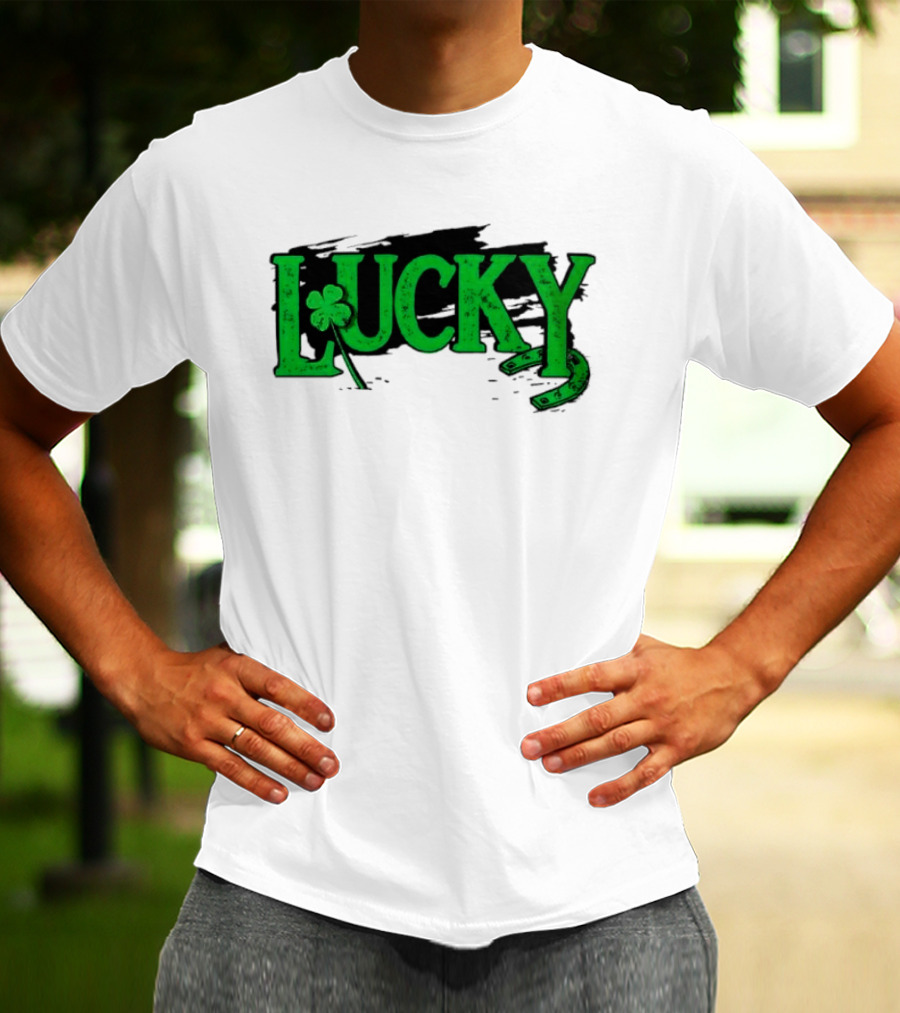 Lucky Green Horseshoe And Shamrock St. Patrick's Day T-Shirt