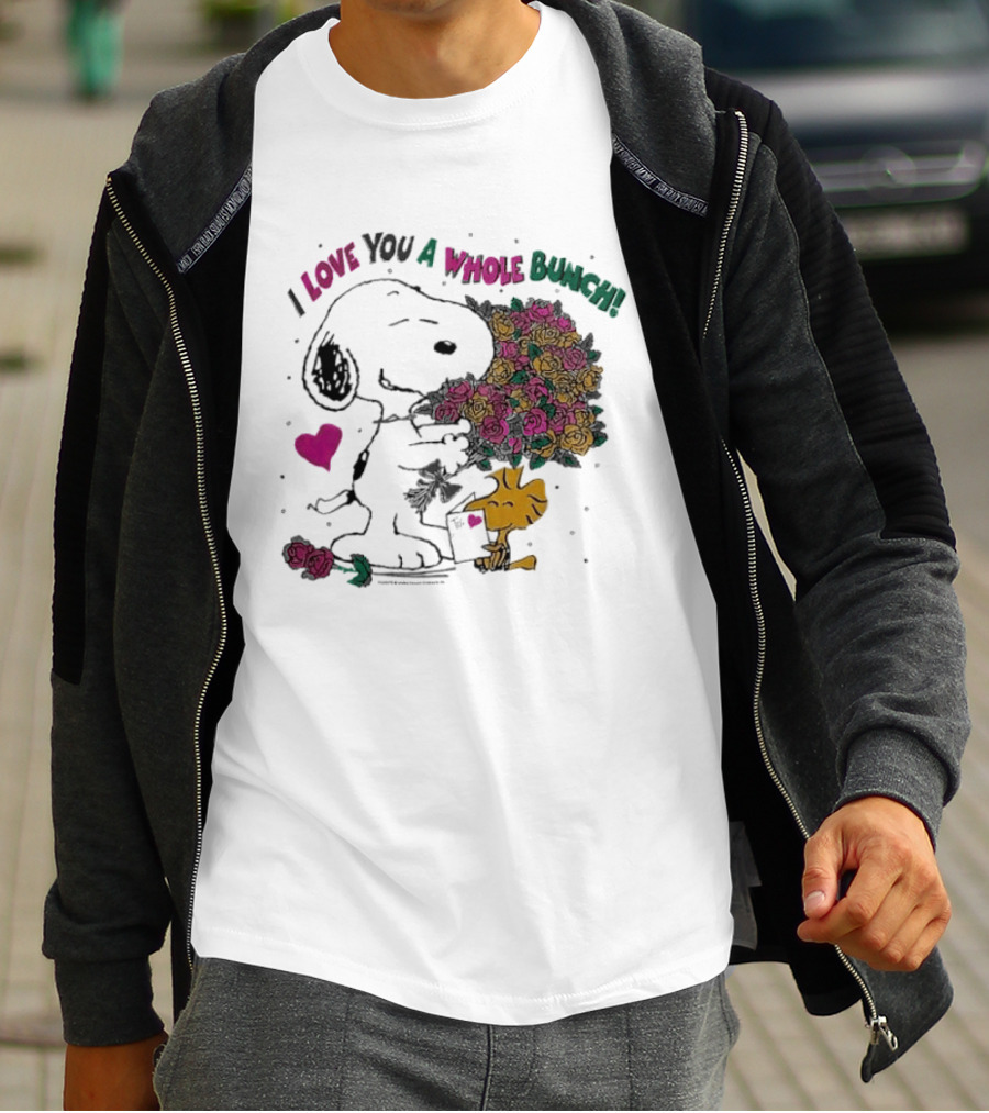 Snoopy I Love You A Whole Bunch Bouquet For Woodstock T-Shirt
