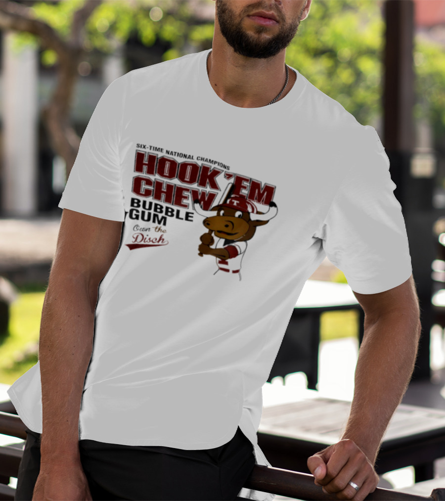 Texas Longhorns Hook 'Em Chew Bubble Gum Own The Disch Baseball T-Shirt