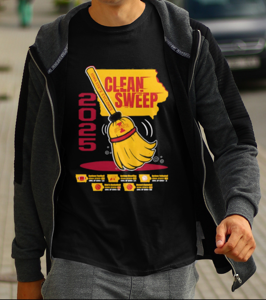Iowa State Cyclones Clean Sweep 2025 Basketball Wrestling Volleyball Football T-Shirt