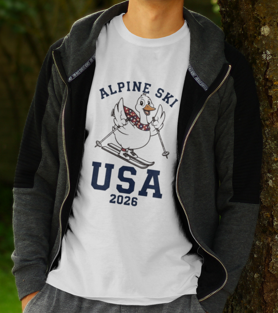 Alpine Ski USA 2026 Goose Skier T-Shirt