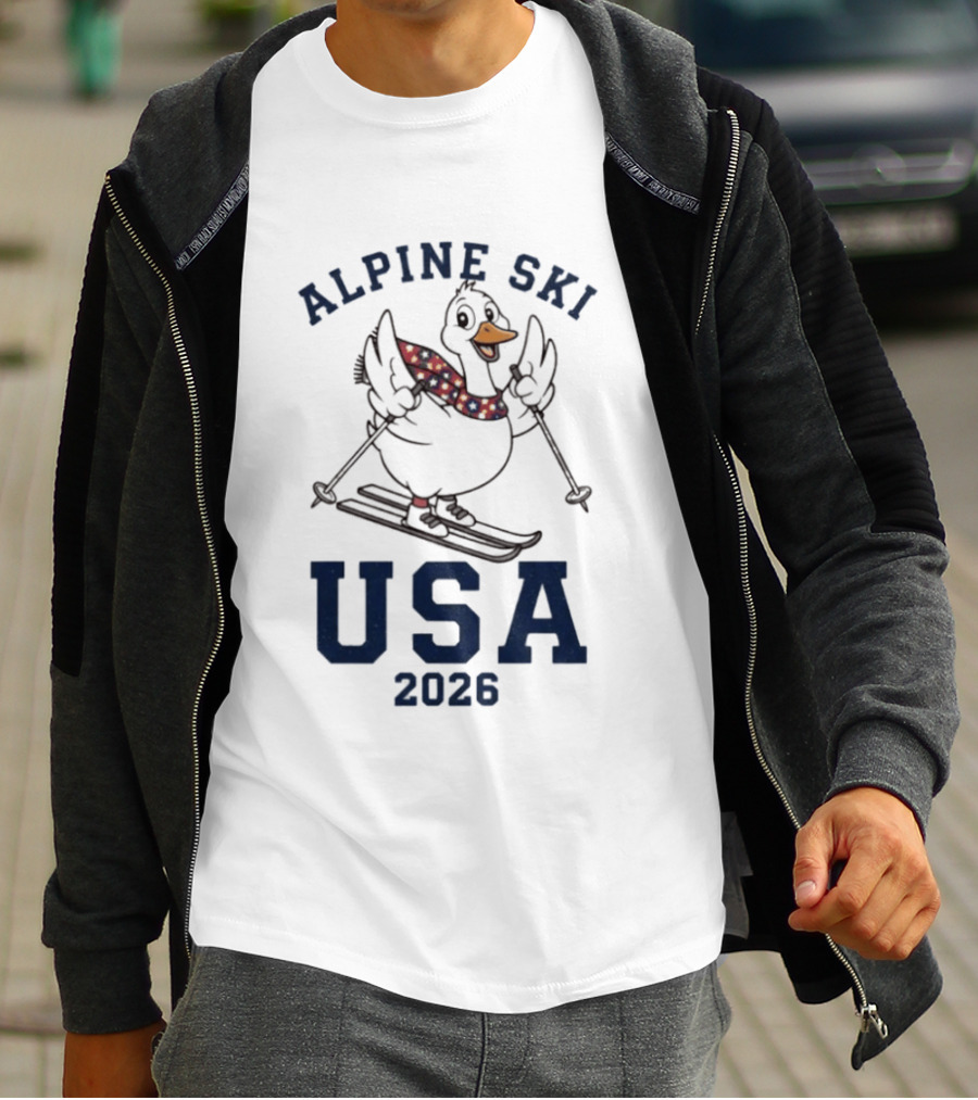 Alpine Ski USA 2026 Goose Skier T-Shirt