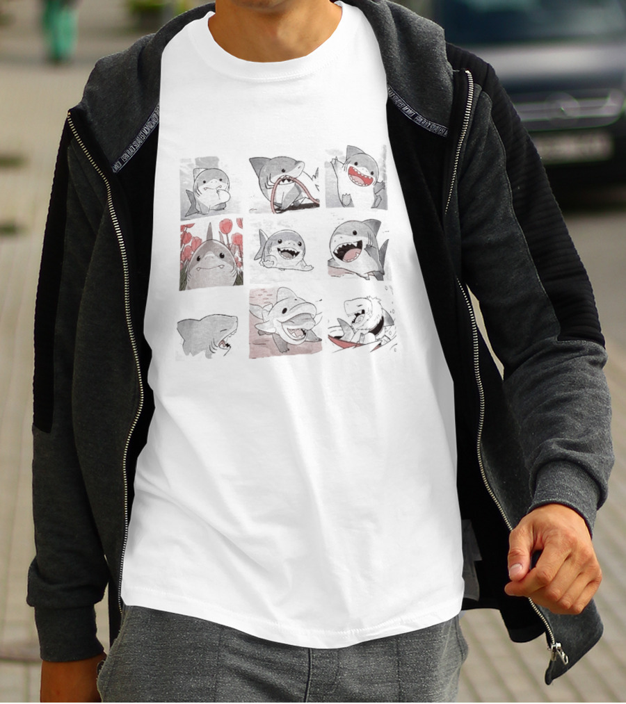 Jeff The Land Shark Nine Panels With Cute Expressions T-Shirt