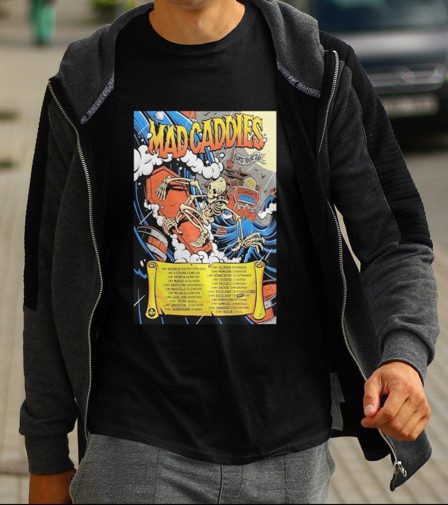 Mad Caddies Euro Tour 2026 Skeleton Ship T-Shirt
