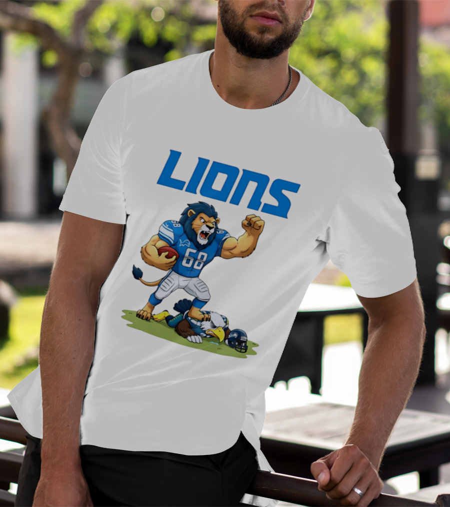 Detroit Lions Dominating Seahawks Rivalry Mascot Showdown T-Shirt