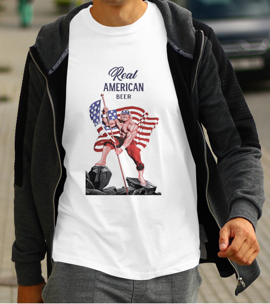 Real American Beer Hulk Hogan US Flag T-Shirt