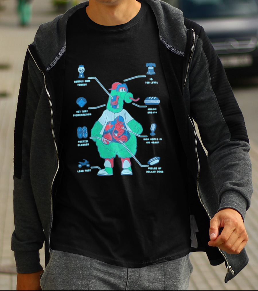 Philadelphia Phillies Phanatic Anatomy Of A Fuzz Monster T-Shirt