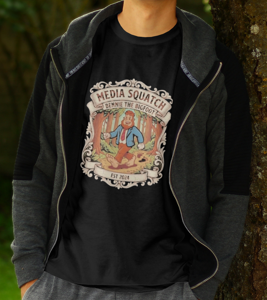 Media Squatch Bennie The Bigfoot Walking Forest EST 2024 T-Shirt
